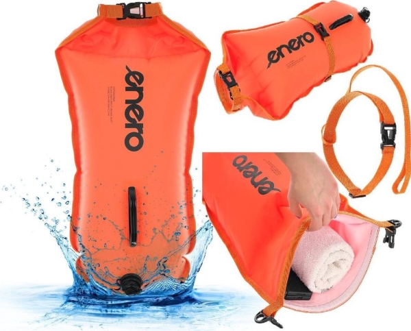 Enero oppustelig sikkerheds-/flydemadras, tør opbevaring, 2-i-1 72x36 cm