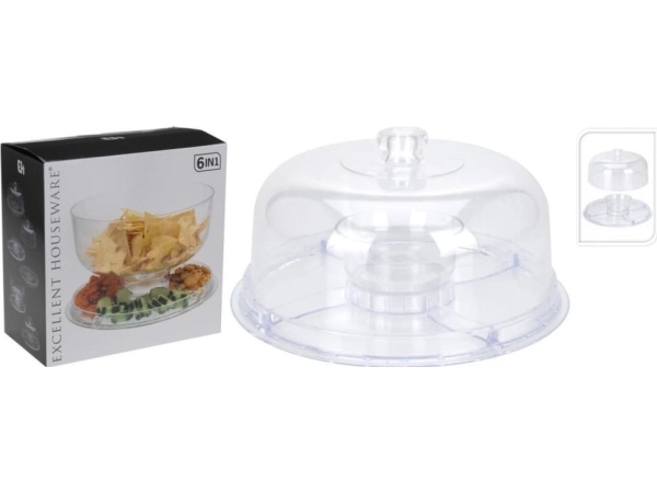 Excellent Houseware Multifunktionelt kage- og snackfad med cloche