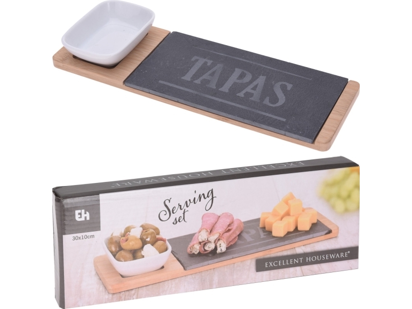 Excellent Houseware til servering af snacks på en bambusbakke, 30 x 10 cm