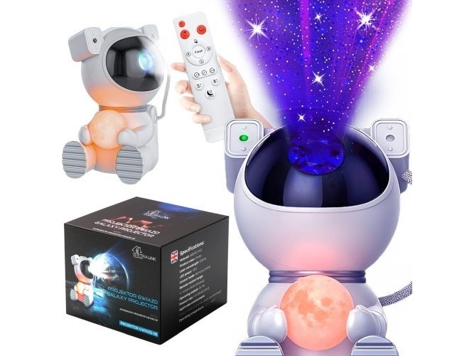 Extralink Home Projektor gwiazd z ksiezycem Lampka nocna, rzutnik, swiecacy ksiezyc dla dzieci, astronauta