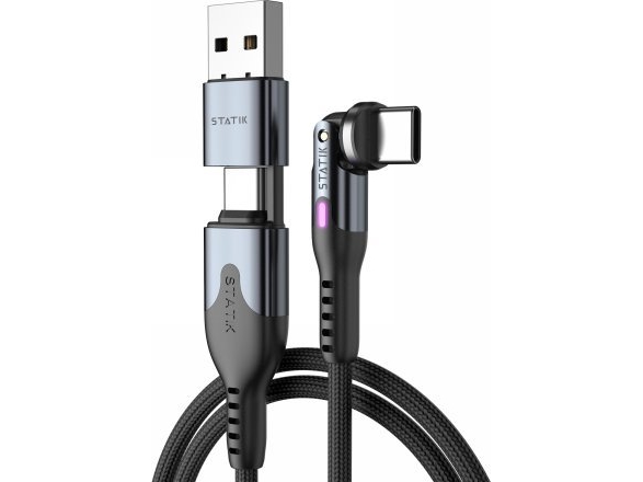 Statik Powerpivot Pro Nailono Pintas Kabelis, Usb-C Į Usb-C, 2M, Juodas