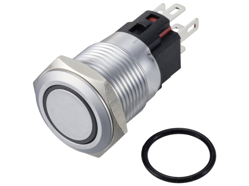 Tru Components Druckschalter 250 V/Ac 3 A 1 X Off/(On) Ip65 Grün Klickend Messing Verchromt 1 Stk