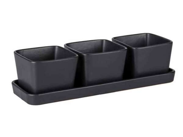 WENKO 55022100, Dyp skål, Firkant, Keramisk, Sort, Mat, 0,3 L