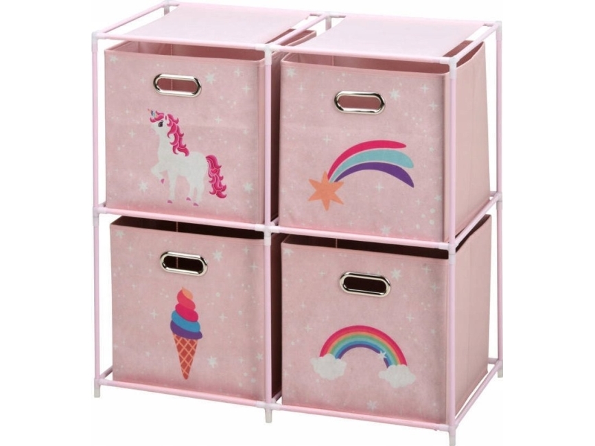 Opbevaringsløsninger Bogreol med tekstilkasser til børneværelset