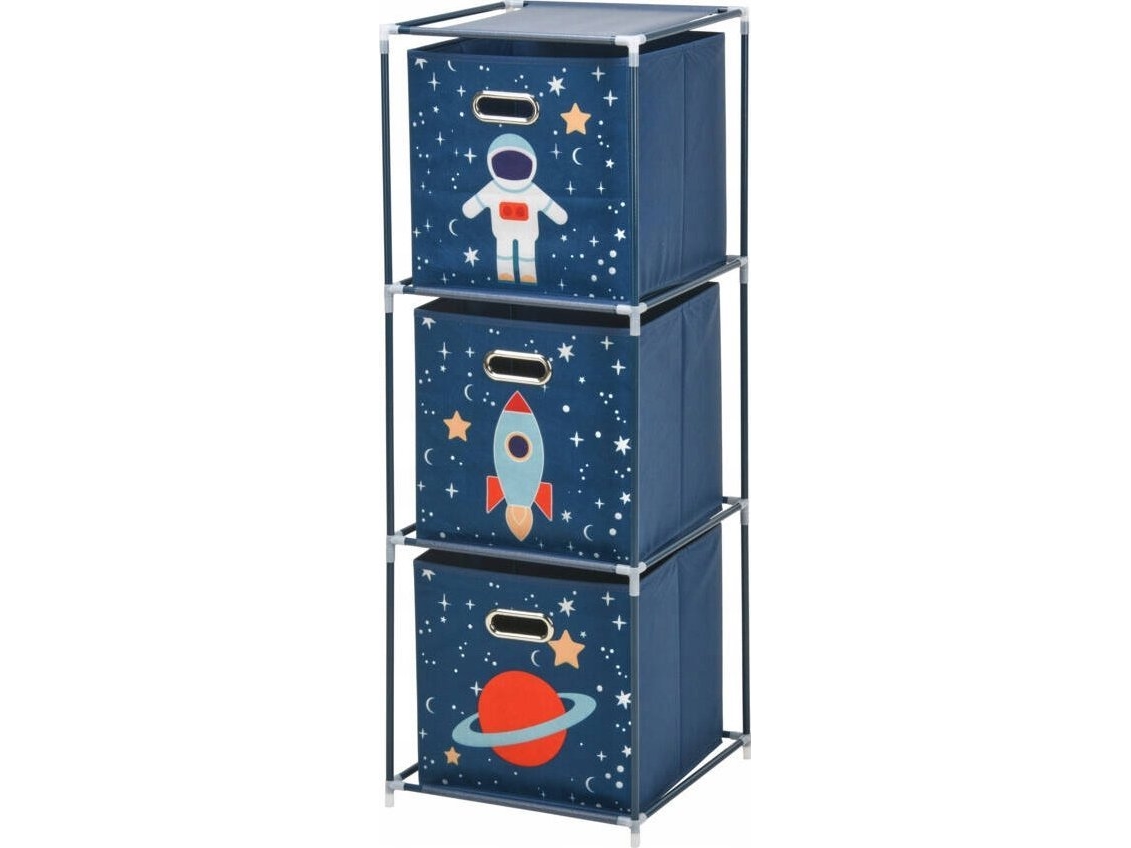 Storage Solutions Legetøjsreol med kasser Space mission, 35 x 35 x 102 cm