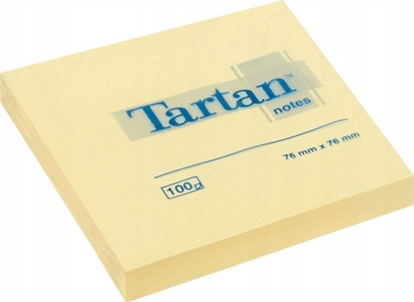 Tartan Selvklæbende blok, 76x76mm, 12x100 kort, gul