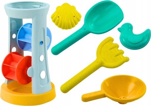 LeanToys leksakssats för sandlåda: kvarn, spade, kratta, skyffel och formar LEAN Toys | Utomhusleksaker - Spela i trädgården - Tillbehör | GameStuff