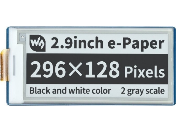 Waveshare E-Paper E-Ink Display - 2,9'' 296X128px - Spi - Svartvitt - För Raspberry Pi Pico - Waveshare 19408}