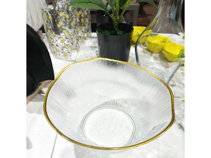 Home Styling Collection glaskål med guldkant DATURA, 28 cm | Baby & barn - Inredning - Skålar | GameStuff