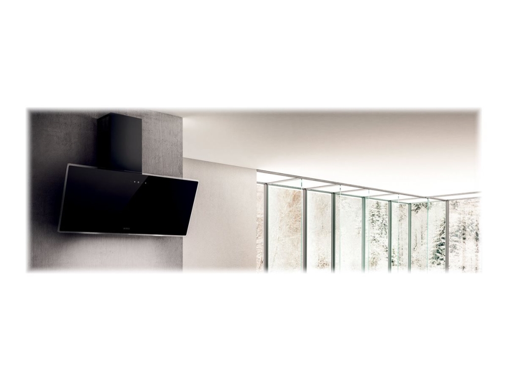 Elica SHIRE BL/A/90 - Hætte - skorsten vinklet - bredde: 89.8 cm - dybde: 32.5 cm - udtrækning og recirkulation (-) - sort glas