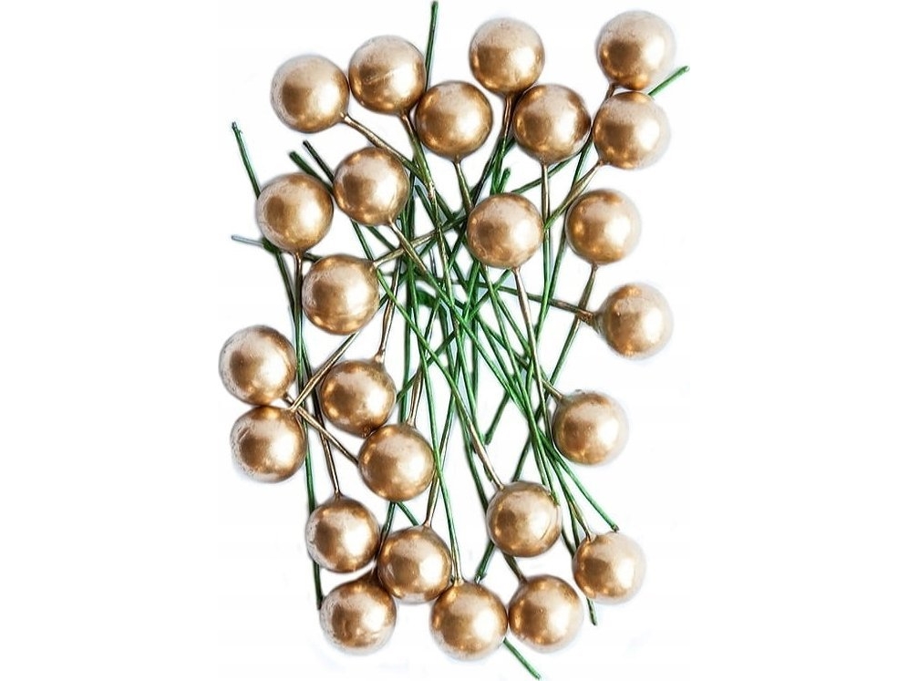 Juldekoration MFP-papper järnekfrukter vit/guld 1,2 cm 24 st | N - A | GameStuff