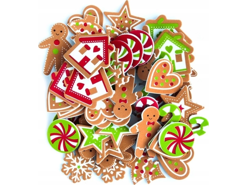 Juledekoration BREWIS Skumklistermærker med print af honningkagemænd. 60 stk