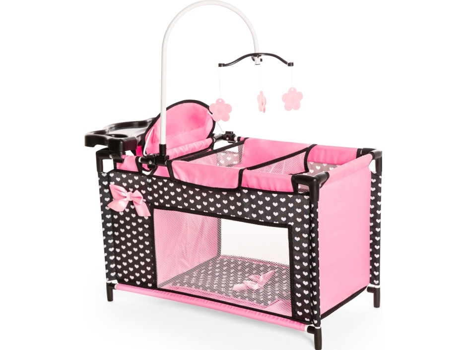 Bayer Bayer dukkeseng med tilbehør sort med lyserød sløjfe 62660AA