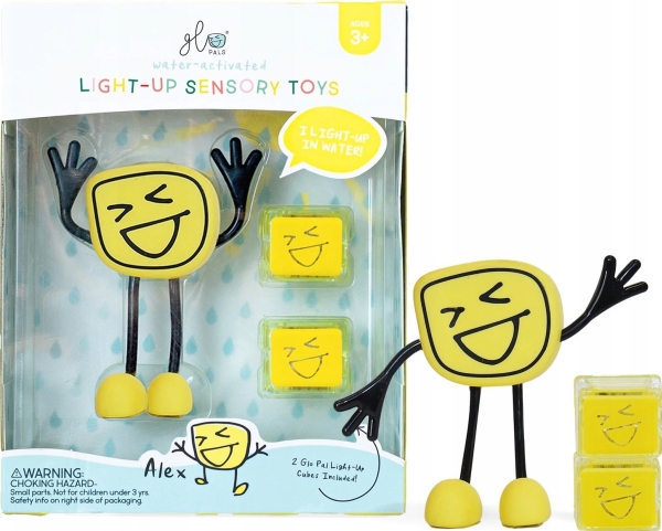 Duronic Glo Pals, Badefigur Alex - Set Mit Zwei Sensorischen Lichtwürfeln, Leuchten Im Wasser