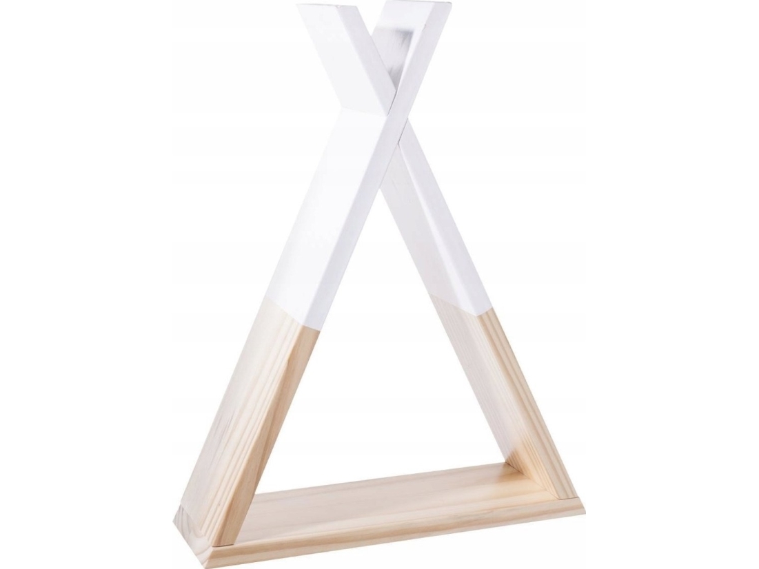 Atmosphera Koristeellinen seinähylly TIPI - puu, valkoinen 30 x 10 x 39 cm