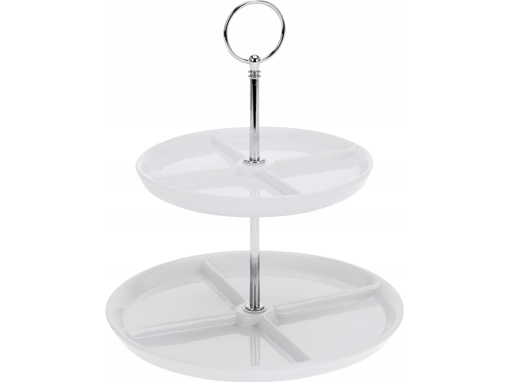 Excellent Houseware Patera Porcelanowa Z 2 Poziomami, 26 Cm, Biała