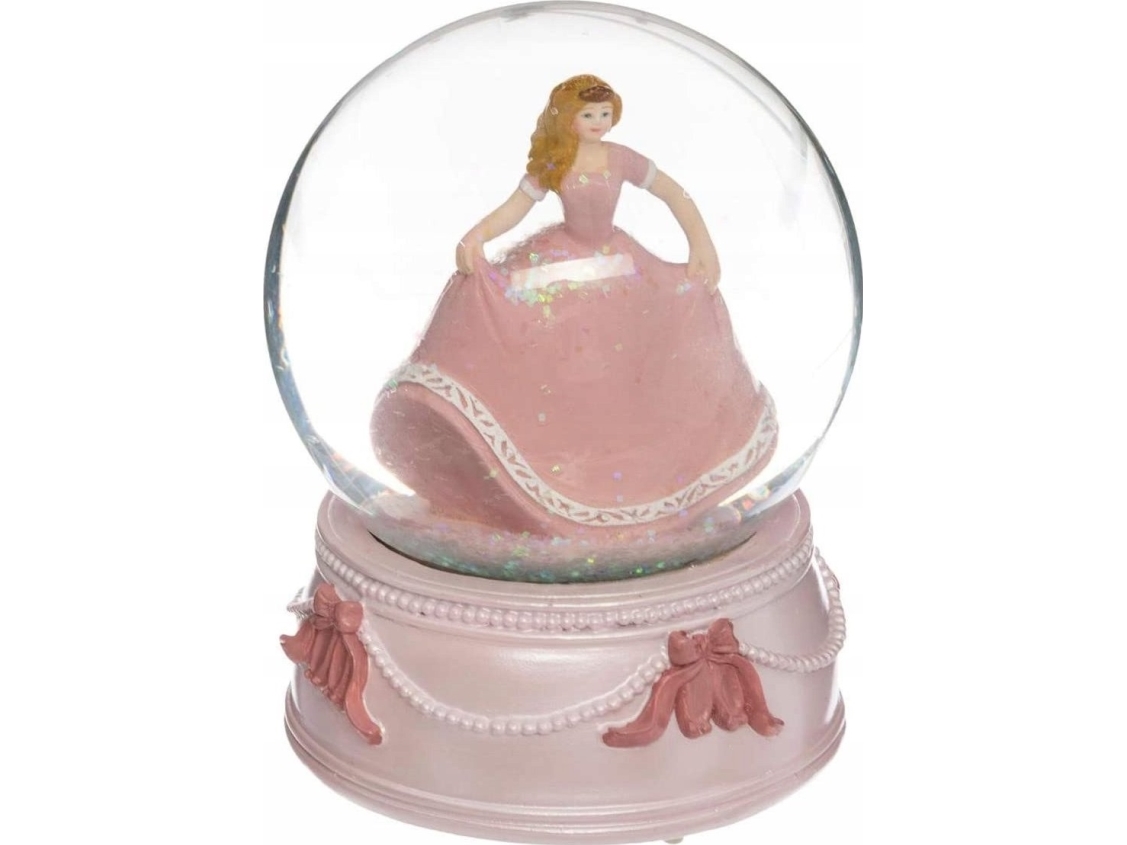 Atmosphera snebold med musikdose og prinsesse, lyserød