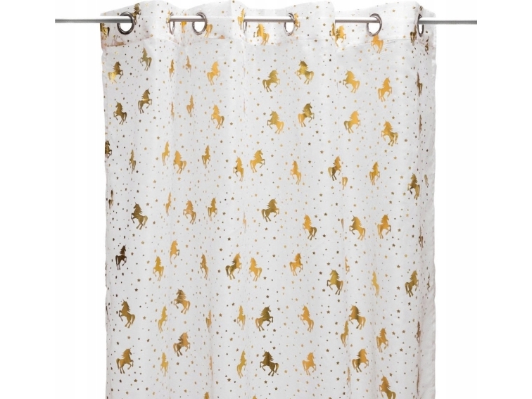 Atmosphera Barngardin UNICORN, 140 x 250 cm, vit med gyllene enhörningar | VVS Artiklar - Badrum - Duschdraperi | GameStuff