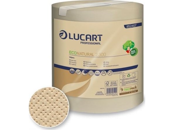 Karen Lucart EcoNatural 2.300 - papir i rulle, 2 lag, 63 m, cellulose Fiberpack 1 rulle