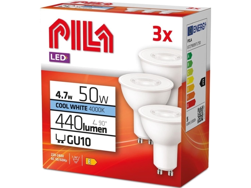 Ledvance 3X Led-Lampe Pila 4,7W (50W) Gu10 Mr16 Reflektor 36D 440Lm 230V 4000K Neutral Signify 929003038351