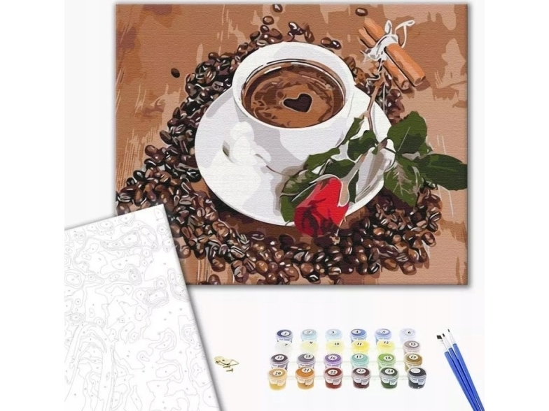 Ideyka Painting By Numbers Brushme, 40X50 Cm, Coffee With A Touch Of Romance, 1 Pc.