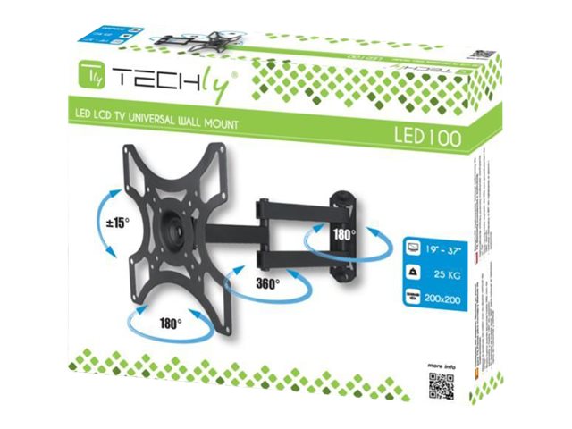 Techly - Beslag - For Lcd Tv - Sort - Skærmstørrelse: 19"-37" - Vægmonterbar