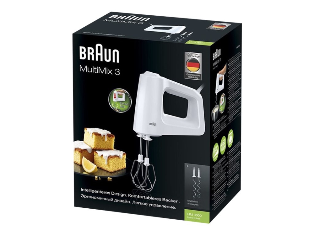 Braun Multimix Hm 3000 Wh, Handmixer, Weiß, Edelstahl, 450 W
