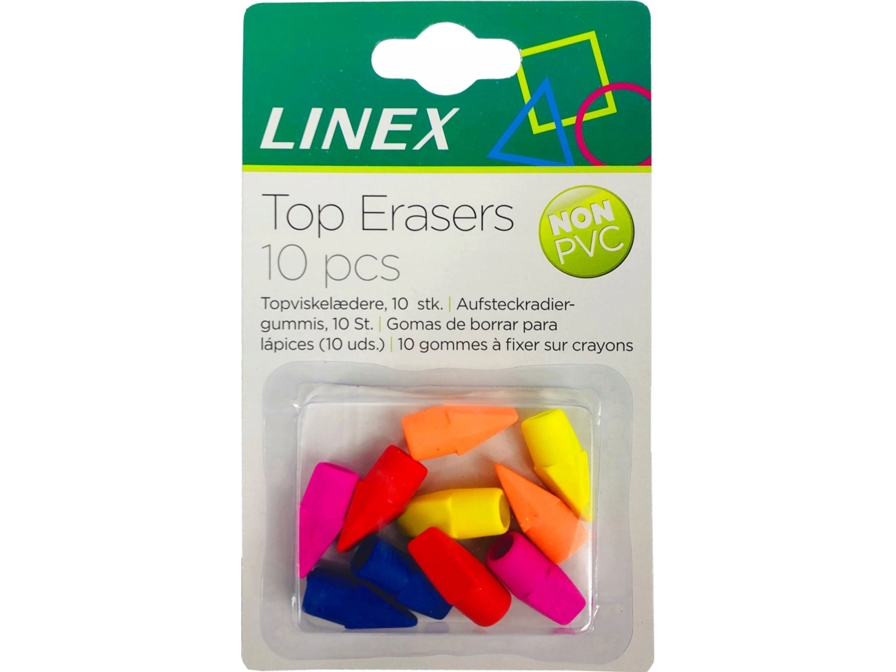 Topviskelæder Linex 8109 ass. farver (10 stk.) | Skrivredskap - Korrigeringsprodukter - Suddgummi | GameStuff