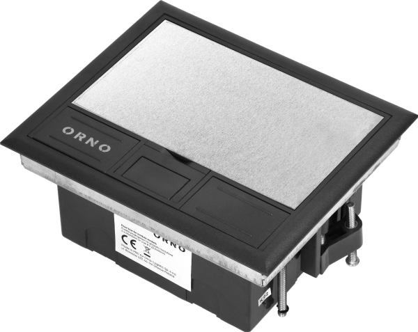 Orno Lattiarasia modulaarisille pistorasioille 4 x 45x45 mm tai 8 x 22,5x45 mm, kansi: ruostumatonta terästä, musta