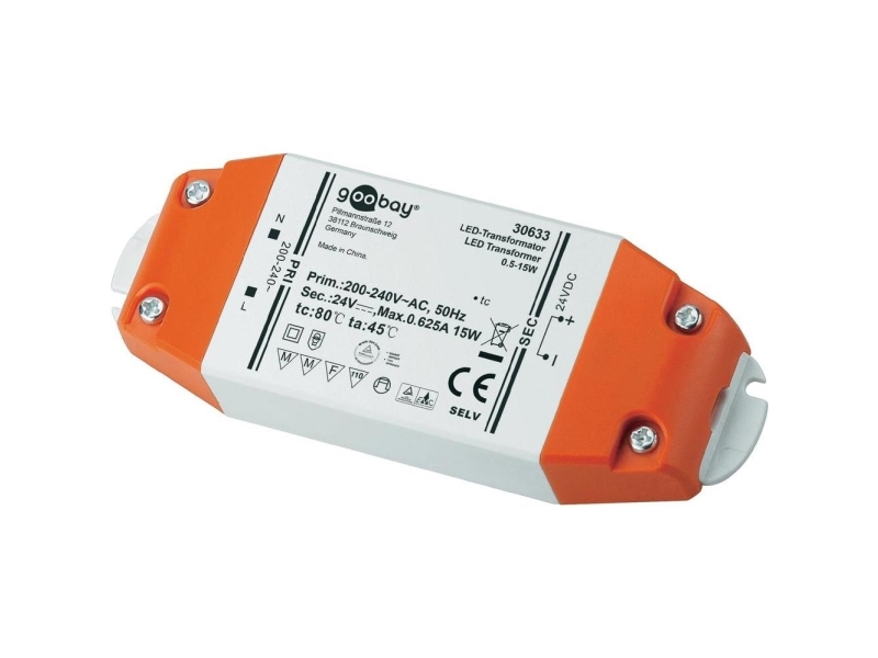 Goobay 30633, Orange, Vit, IP20, -20 - 45 ° C, VDE, 15 W, 200 - 240 V | Belysning - Tillbehör & reservdelar - Transformator | GameStuff