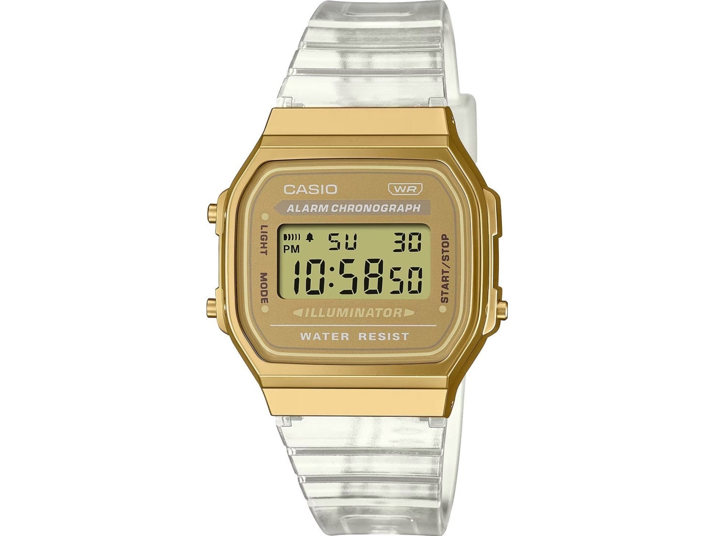 Casio A168XESG-9AEF herreur/kvindeur? (damski) Casio dam-ur A168XESG-9AEF gennemsigtig