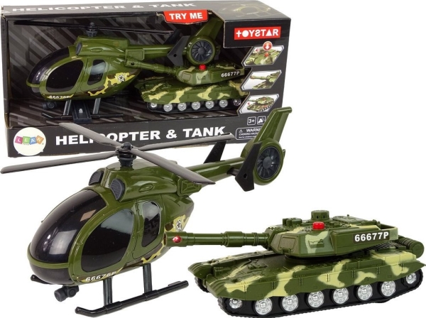 LeanToys militært tanksæt - landingshelikopter