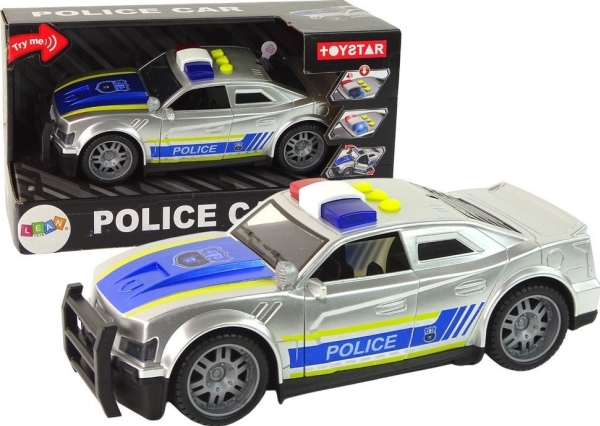 LeanToys Polisbil 1:14 Ljus, ljud, silver | Hobby - Modellbygge - Plast Byggmodeller - flyg | GameStuff