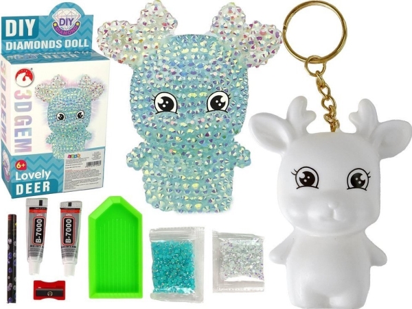 Leantoys Diy Diamant Rentier Kristalle 3D Schlüsselanhänger Blau