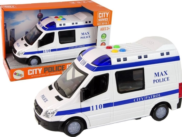 Lean Toys Policijos automobilis su frikcine pavara ir efektais LeanToys