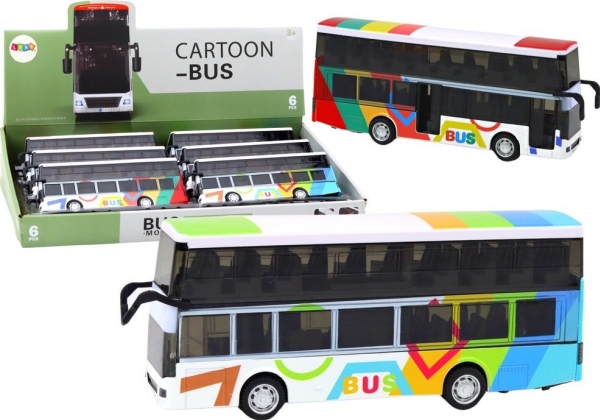 LeanToys dobbeltdekket bus med motor metal farverige lys og lyde