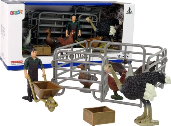 Leantoys Figurenset Zestaw Zwierzeta Heimtiere Auf Dem Bauernhof Bauer Vögel