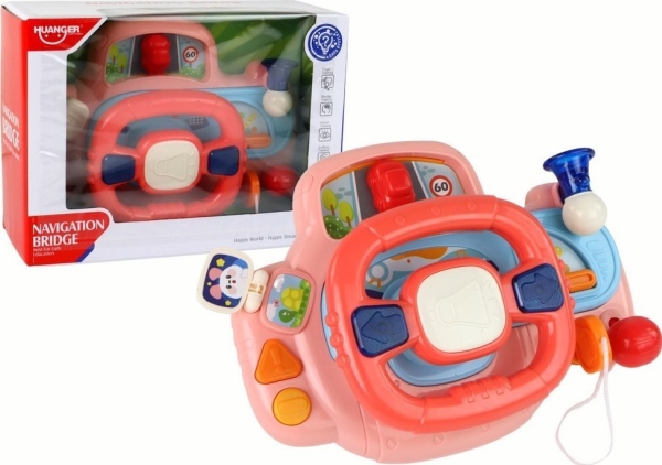 Leantoys Interaktives Rosa Lenkrad Multifunktions-Fahrsimulator