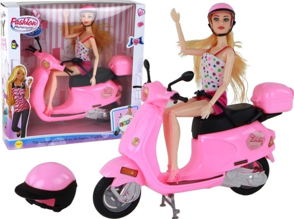 Leantoys Dukke-Sæt På Scooter - Pink Bevægelige Dele