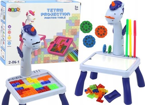 Leantoys Mini Projector Tetris Table 2In1 Unicorn Blue