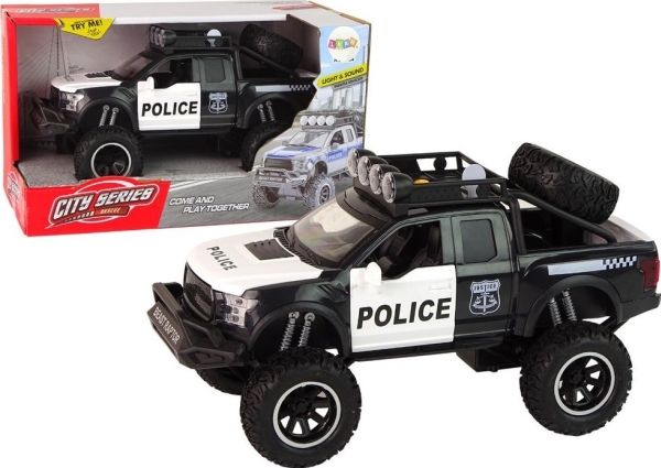 Žaislinis policijos visureigis Lean Toys, baltas/juodas, 24x13,5x10 cm