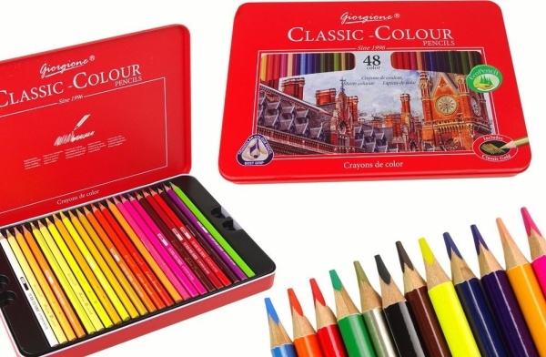 Leantoys 48 Artist Crayons Metalbeholder