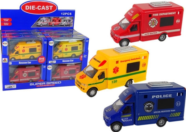 LeanToys Auto Rescue Vehicle Police Fire Brigade Friction Drive 3 modeller