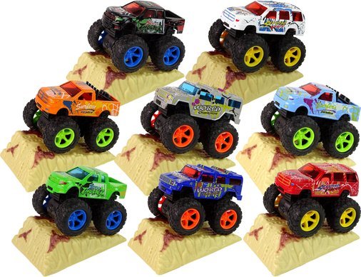 Leantoys Auto Resorak Z Naciągiem Monster Truck Big Foot Gumowe Opony Rampa