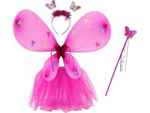LeanToys Fairy Butterfly Maskeraddräkt Mörkrosa Vingar | Leksaker - Rollek - Kostym | GameStuff