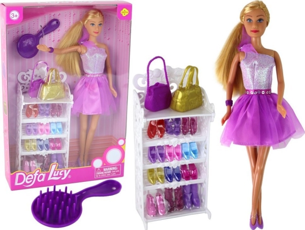 Leantoys Lucy Puppe Kleid Lila Glitter Schuhe