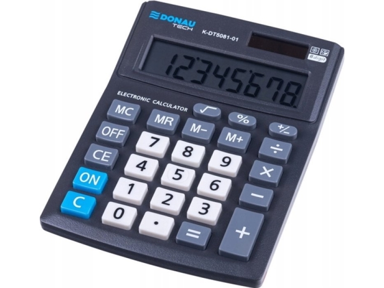 Donau Tech Office Calculator, 8-Stellige Anzeige, Maße 137X101x30mm, Schwarz