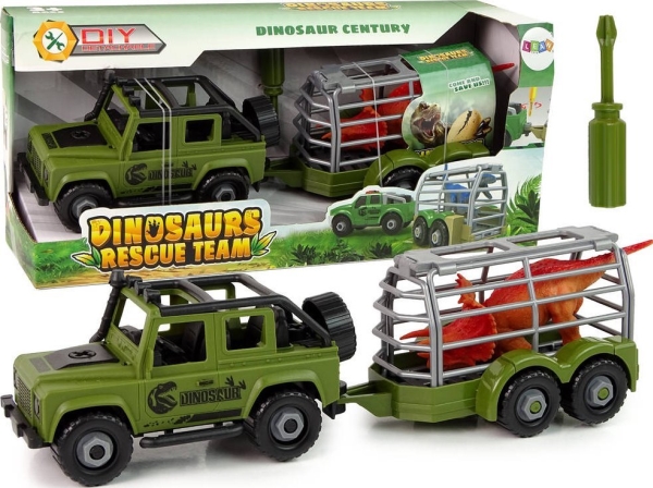 Lean Toys Žaislinis automobilis su dinozaurų transportavimo priekaba, žalias, 18 cm