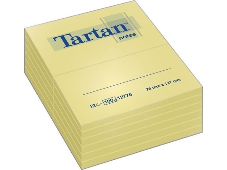 Tartan Itseliimautuva korttipohjallinen, 76x127mm, 12x100 korttia, keltainen