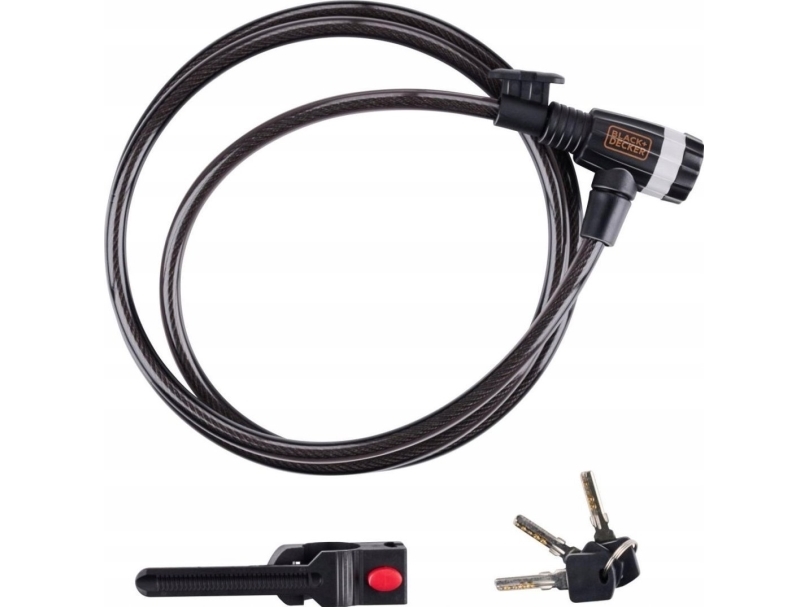Black+Decker Fahrradsicherungskabel Linka Für Schloss 10X1800 Mm Mit Halter